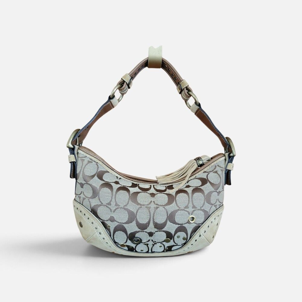 Coach Vintage Ltd Ed Y2K Soho Signature Studded Suede Small Hobo Bag 9452